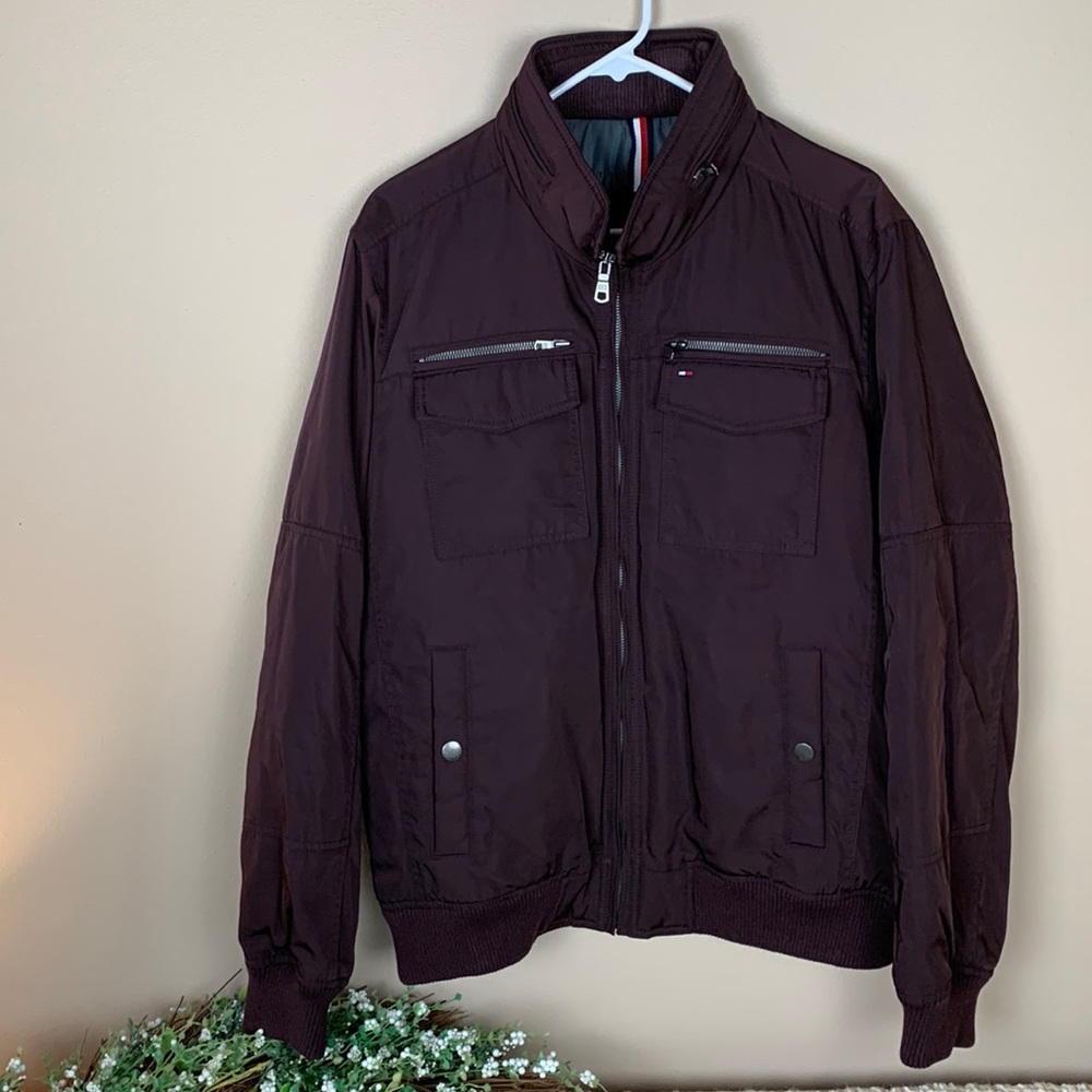 NWOT Tommy Hilfiger Men’s Chocolate Brown  Bomber Jacket Size Large